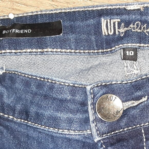 Kut from the Kloth * Sz 10 * Distressed Boyfriend * Blue Jeans * Stretchy Comfy - Picture 2 of 12